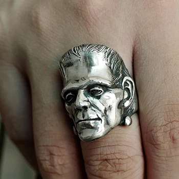 Știința Monștri Frankenstein Din Oțel Inoxidabil Inele Gotice Punk Om De Știință Motociclist Bijuterii