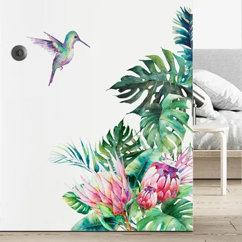 Detașabil Multicolor Bird Autocolante de Perete pentru Dormitor, Living, Usa Autocolant Verde Frunze de Perete Decalcomanii de Vinil DIY Planta picturi Murale