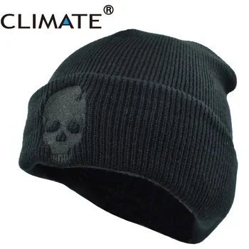 CLIMA Negru Schelet Beanie Cap Pălărie de Iarnă pentru Bărbați de Iarnă Pălărie Cald Rece Cranii Negre Hip Hop Cald Tricotate Pălărie pentru Bărbați