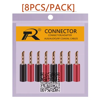 8pcs Roșu și Negru 4mm Solderless Secundare care pot fi Stivuite Banana Plug placat cu aur de 24k BFA hifi Speaker Conector de cablu