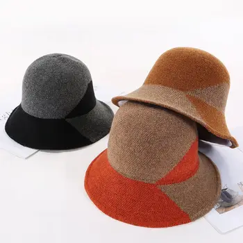 2019 Toamna si Iarna pentru Femei lână Tricotate Găleată Pălării de Moda Cald Rabatabil Fisherman ' s Hat Casual All-meci Tricotat Capace