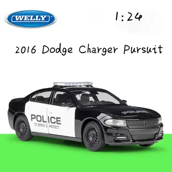Welly 1:24 Macheta Auto Aliaj 2016 Dodge Charger Exercitarea de Curse Masina de turnat sub presiune, Metal Poliție Masina Sport Pentru Băiat jucarii Cadou de Colectie