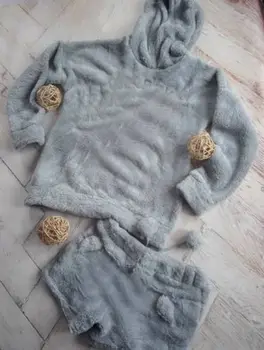 2020 Noi de Iarna Femei Pijamale Flanel Set Drăguț Urs cu Gluga Pijamale Cald Cald Fleece Coral Sleepwear Hanorac Scurt 2 BUC Costum