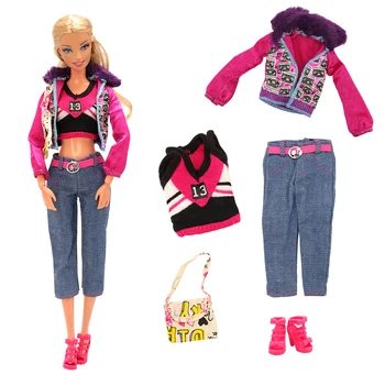 Noi Sosesc de moda handmade 17 Produse /lot=Random 7 Papusa haine Pentru Barbie +10 Păpuși Pantofi accesorii Pentru Barbie Joc de Gfit