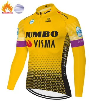 2021 ciclismo invierno Jumbo Visma Ciclism Jersey cu maneca Lunga biciclete Poarte îmbrăcăminte de iarnă lână cald camisa ciclismo masculina