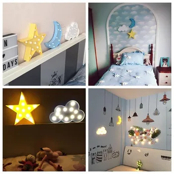 Creative LED Lumini de Noapte o Stea Minunata Luna Nor Lampă Copii Cadou Jucărie pentru Copii Dormitor Decor de Perete de Lumină pentru Iluminatul Interior