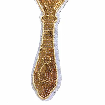 2 buc 20 x 8,7 cm Paiete Oglindă Broderie Patch-uri pentru Haine de Fier pe ștrasuri din Mărgele de Patch-uri DIY Cusut Autocolante de Aur Aplicatii Paiete