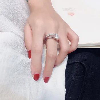 Manual Inel de Promisiune Set Real de Argint 925 de Logodna cu Diamant de Nunta Trupa Inele pentru Femei bijuterii deget