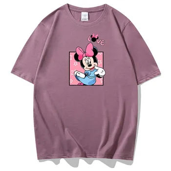 Disney Minnie Mickey Mouse Desene Animate Scrisoare De Dragoste De Imprimare Cuplurile Unisex Femei T-Shirt Cu Maneci Scurte O-Gât Pulover Tee Topuri 10 Culoare