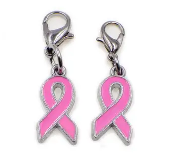 20BUC/lot de Culoare Roz Cancer Ribbon Plutitoare Pandantiv Farmece Cu Incuietoare Homar Pentru a se Potrivi Magnetic Medalion Bratara Colier
