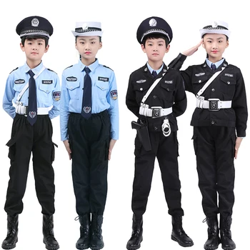 Deluxe Copii Ofițer de Poliție Polițist de Cosplay, Costume, Accesorii Halloween, Carnaval Fantezie joc de Rol Unisex Uniformă Militară