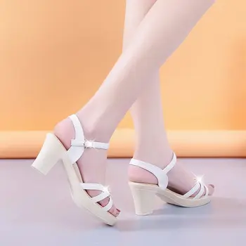 Cresfimix Zapato Tacon Alto Femei De Moda De Înaltă Calitate Peep Toe Sandale De Vara Femei Clasic Alb Dulce De Primăvară De Pantofi C5946