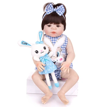 KEIUMI 57 CM Silicon Corp Plin Renăscut Bonecas Realist Gemeni Fetita Păpuși Jucărie Piele Neagră Copil Cadou de Ziua de nastere Fals Jucărie pentru Copii