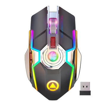 2.4 G Wireless, 1600DPI mouse-uri USB Mouse de Gaming Culoare RGB Iluminat din spate cu LED Reîncărcabilă Pentru PC, Laptop A5 RGB Streamer Mouse-ul