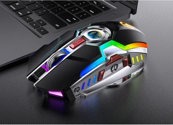 2.4 G Wireless, 1600DPI mouse-uri USB Mouse de Gaming Culoare RGB Iluminat din spate cu LED Reîncărcabilă Pentru PC, Laptop A5 RGB Streamer Mouse-ul