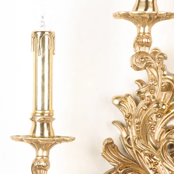 Stil European de cupru Lumânare, Lampă de Perete camera de zi fond de perete dormitor Noptieră Lampa Retro aur sculptură lampă de perete