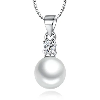 Argint 925 moda pearl cristal doamnelor'pendant colier femei scurte de sex feminin cutie lanțuri de bijuterii nu se estompeze