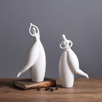 VILEAD Ceramic White Doamna Grasă Dansatoare Statui de Dans Modern Femei Figurine pentru Interior Nordic Acasă Decorare Accesorii Cadou