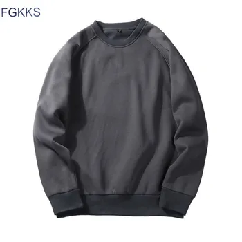 FGKKS Brand Hanorace Barbati Casual Tricou Nou de Primăvară Culoare Solidă Lână Poliester Pulover Haina Cald Hanorace de sex Masculin UE dimensiunea