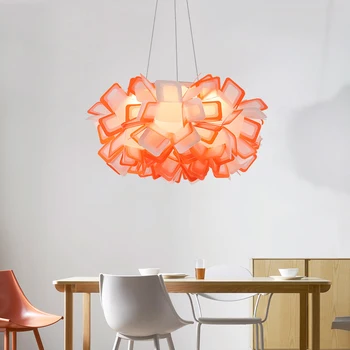 Italia Design Floare Pandantiv Lampă de Tavan PP Abajur Acrilic Forma de Floare Plafon cu LED-uri Lumini Agățat pentru Camera de zi Dormitor