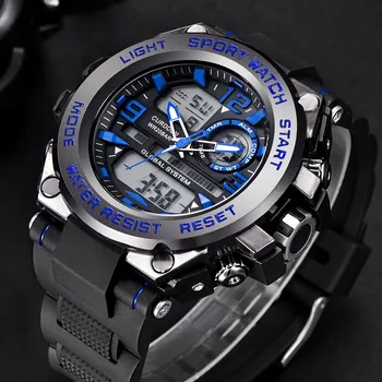 Ceasuri barbati 50 m rezistent la apă Ceas de mana Dual display LED Cuarț Ceas militar clasa Sport Watch elektronisch horloge heren F5