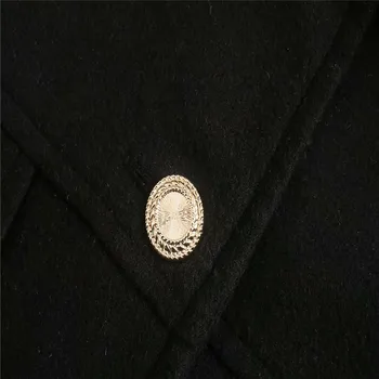 2020 Za Iarna Overshirt Sacou Negru Pentru Femei Cu Maneci Lungi Din Față Buton De Metal Vintage Lady Jachete De Blana Liber Uza De Sus
