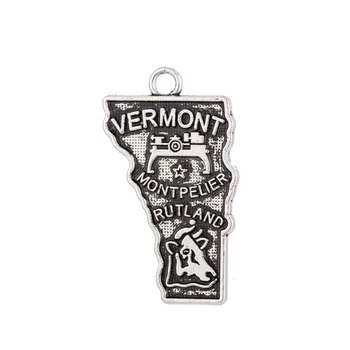 Forma mea de Stat Vermont Harta Farmec Zinc din Aliaj Pandantiv Original a Face Bijuterii Pentru Iubitorii de calatorii 14*25mm 30pcs/Lot