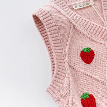 DBW14697 dave bella toamna copii fete drăguț de fructe de căpșuni haina copii moda vestă fără mâneci