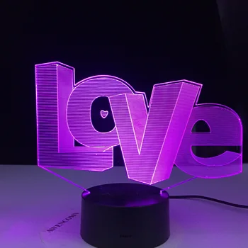 DRAGOSTE de Modelare 3D Lumini de Noapte Creative 7 Culori Schimbare Luminaria Lampă de Masă Decor Acasă Îndrăgostiților Iubitorii de Cadou