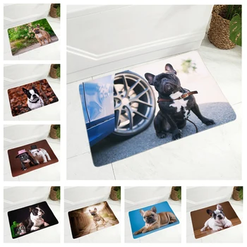 MINI Bulldog francez Preș Decor Câine de Companie Drăguț Animal Podea, Usa Mat pentru Hol, Dormitor Non-Alunecare de Flanel Moale Covor 40x60cm