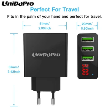 Unidopro 3-Port USB UE Plug AC Încărcător de Perete pentru LG G Pad F 8.0 V495 V480 GPad X VK815 V500 2.4-O Călătorie Chargeur w/ LED Display