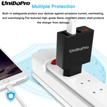 Unidopro 3-Port USB UE Plug AC Încărcător de Perete pentru LG G Pad F 8.0 V495 V480 GPad X VK815 V500 2.4-O Călătorie Chargeur w/ LED Display