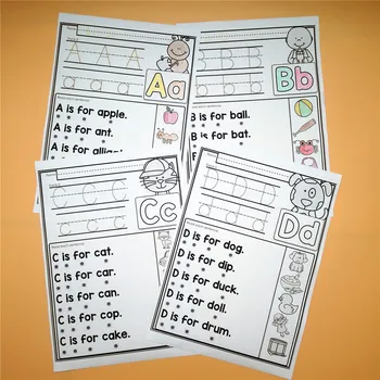 Alfabetul Foi de lucru 26 de Litere De la-a-la-Z Practică Hârtie Preșcolar limba engleză Temele Registru de lucru alfabet de colorat carti pentru copii