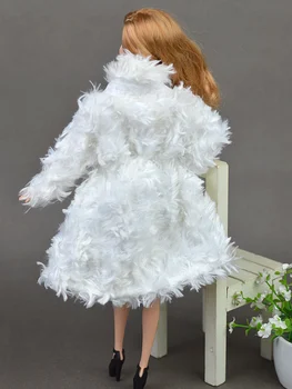 Blana albă de Pluș Haina de Iarna Purta un Palton Haine Rochie Costum Pentru Xinyi Barbie FR Papusa Jucării pentru Copii Xmas