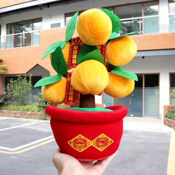 Jucarie de plus desene animate Chineză Anul Nou Festivalul de Primăvară avere acasă copac portocaliu floare de Piersic decor aduce dorește bogăție cadou 1 buc
