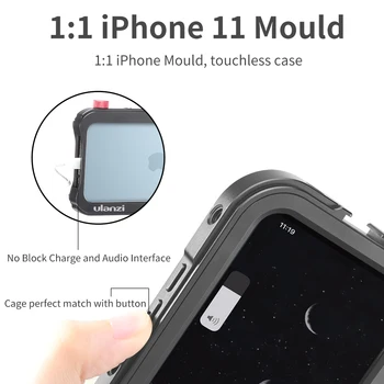 Ulanzi Telefon de Metal Cușcă pentru iPhone 11/iPhone 11 Pro/iPhone 11 Pro Max 17mm Fir de Vlog Video Cușcă pentru Ulanzi Lens Adaptor DOF