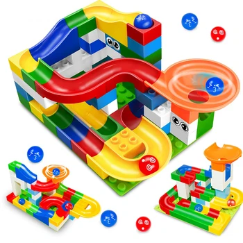 52 Pc-uri DIY pentru Copii Jocuri Blocuri + Constructie Marble Race Rula Labirint de Bile Piesa de Învățare pentru Copii Jucarii Educative Set