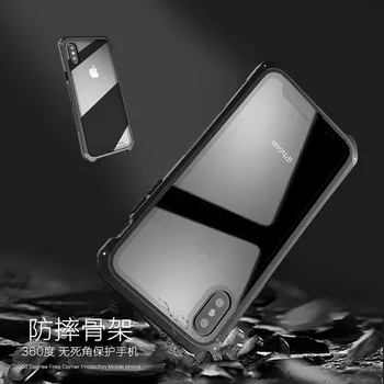 Telefon rezistent la socuri Caz pentru iPhone XR X XS Max 7 8 Plus SE de lux Aluminiu metal bumper pentru iphone 11 Pro max Capac Sticla