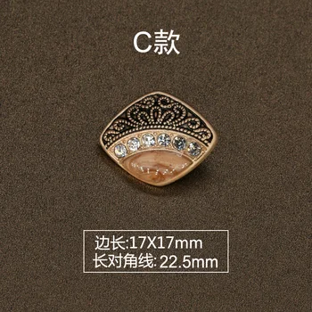 6pcs Epocă de Aur de Metal Diamant Buton Decorativ pentru Haine Diy Meșteșug Acul de Cusut Accesorii Mercerie pe Haine