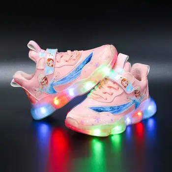 Fete Adidasi cu Lumini pentru Toamna Iarna Noi pentru Copii Non-alunecare Pantofi sport din Piele rezistent la apa de Suprafață Dragoste Super