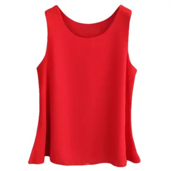 De vară 2020 Nou Casual femei Șifon tricou Rosu bluza Șifon Plus dimensiune 5 6XL O-gât bluze fără mâneci Vrac femei Vesta Topuri