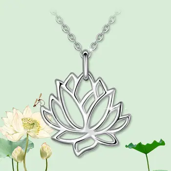 EUDORA Elegant Argint 925 Pandantiv Floare de Lotus Lotusbloem Colier pentru Femei din argint masiv Minimalism Bijuterii D406
