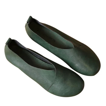 2018 din Piele Pantofi Plat Femeie cusute de Mână din Piele Mocasini piele de Vacă Flexibil de Primăvară Pantofi Casual Femei Balerini Femei Pantofi