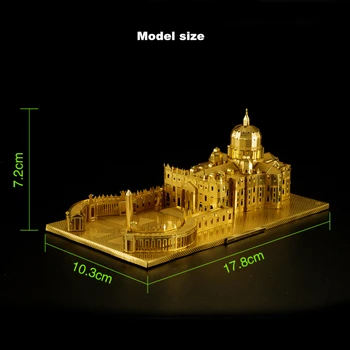 MICROWORLD St. Peter ' s Basilica Cathedral Metalici 3D Puzzle DIY Asamblate Model de Clădire Bărbați Cadouri Hobby de Colectare de Aur Argint