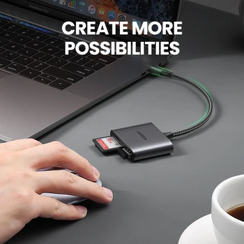 UGREEN C USB Cititor de Card Type C la USB, SD, Micro SD Card Reader pentru iPad Laptop Accesorii Adaptor pentru Carduri de Memorie SD Card Reader