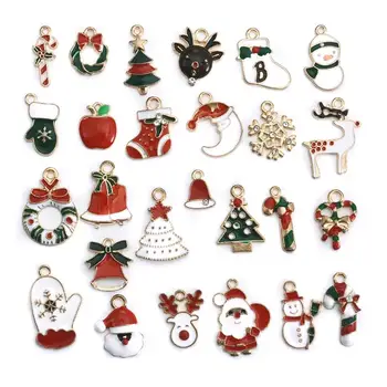 26pcs Crăciun Farmecele Mixte Email Pandantive Colorate, Ornamente Pentru Crăciun Cadou Bratara Cercei Colier DIY Bijuterii