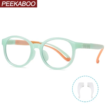 Peekaboo pentru copii rotund rama de ochelari pentru copii verde clar tr90 filtru de lumină albastră ochelari baietel fete accesorii de calculator