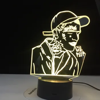 Rapperul American Lil Peep Led Lumina de Noapte pentru Decoratiuni Colorate Veioza Cadou pentru Fani Celebritate 3D Lampa Picătură de Transport maritim