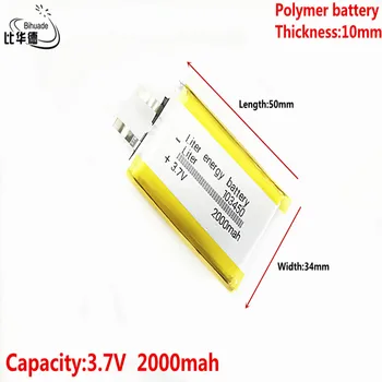Litru de energie a bateriei Bun Qulity 3.7 V,2000mAH 103450 Polimer litiu-ion / Li-ion pentru tablet pc-ul BĂNCII,GPS,mp3,mp4