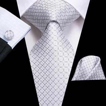 Solid Alb Paisley Cadou Cravata Pentru Barbati Tricou Nunta De Mătase Cravata Batista Butoni Set De Design De Moda De Afaceri Gât Cravată Hi-Cravată